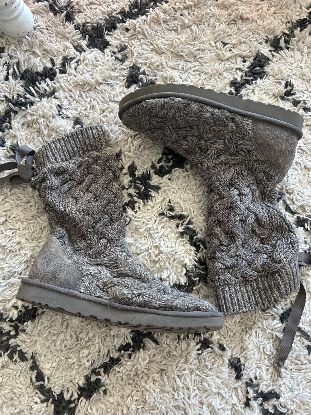 UGG Cozy Knit Mid-Calf Winter Boots - Gray
